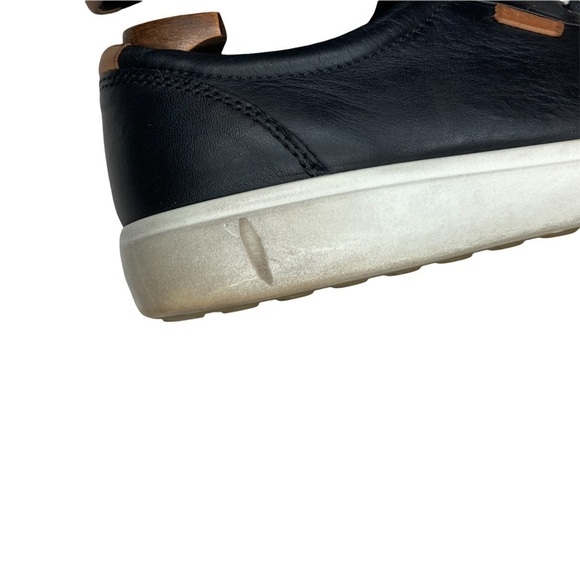 Ecco Black Leather Lace-Up Sneakers Sz 10 - Picture 8 of 11